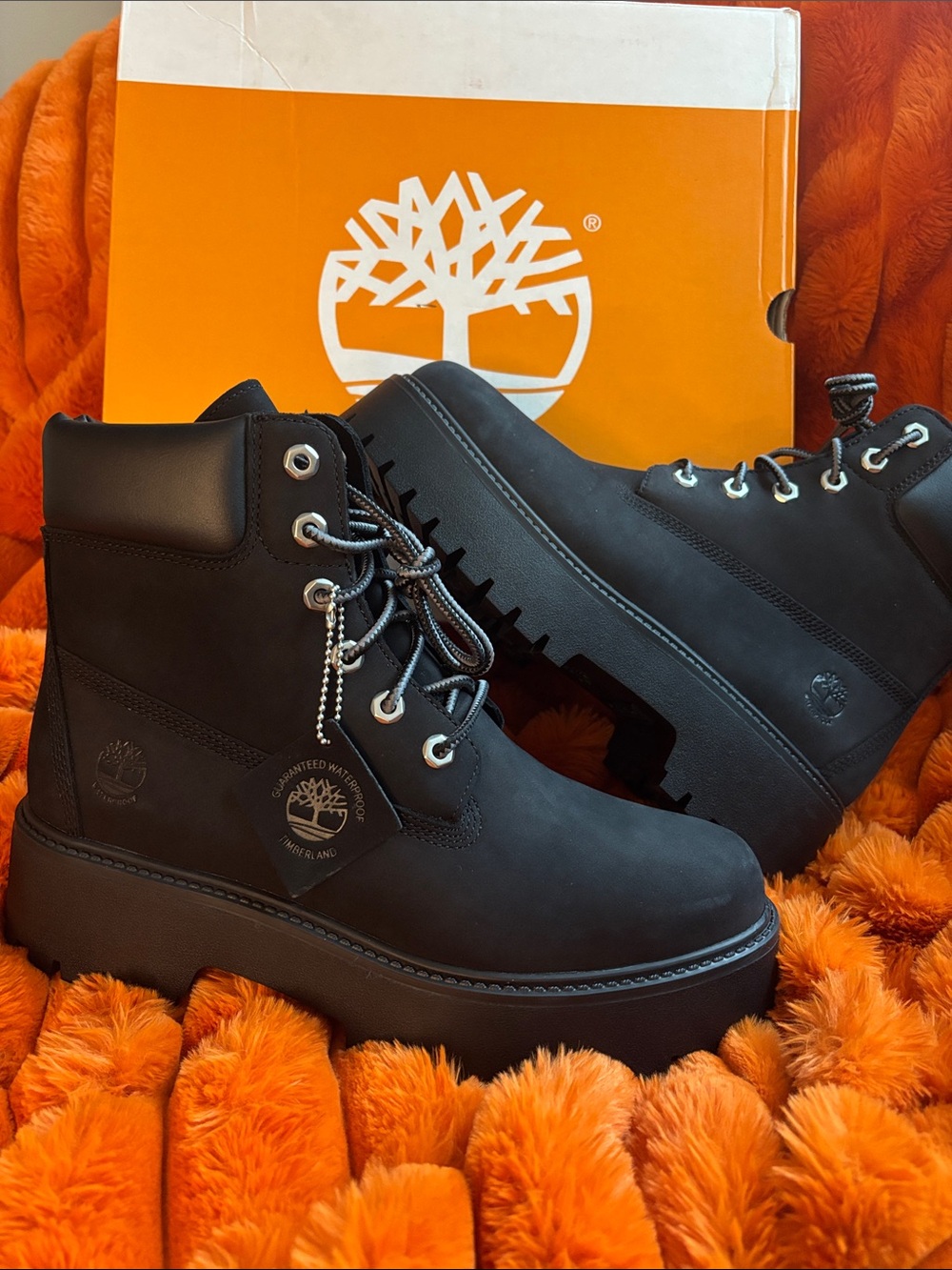 Timberland Black Chunky Platform Lace-Up Boots